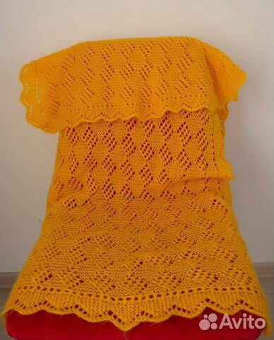 Шарф женский жёлтый зимний вязаный