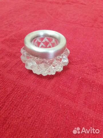 Солонка хрустальная с серебрянным ободком