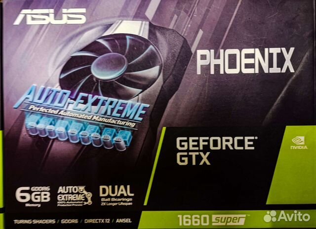 Видеокарта asus gtx 1660 super, 6gb