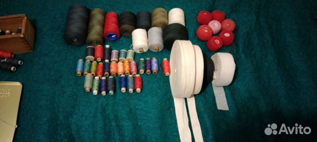 Нитки швейные, шелковые, кружево, лента киперная