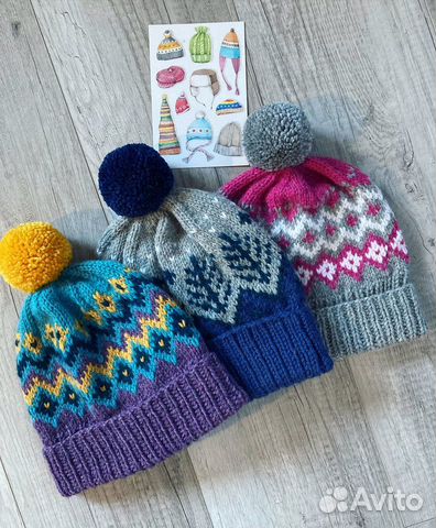 Вязанная шапка на заказ жаккард