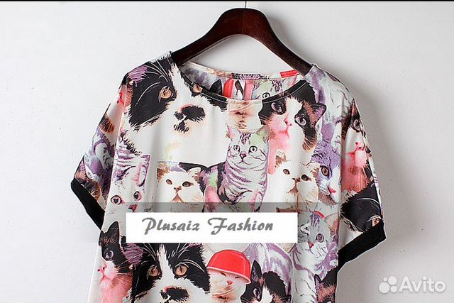 Плюсайз туника с милыми кошечками