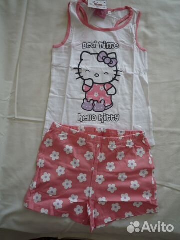 Новая великолепная пижама Hello Kitty шорты + топ Новая великолепная пижама Hello Kitty шорты + топ
