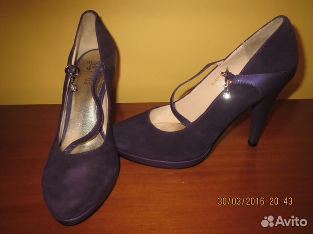 Замшевые сиреневые туфли