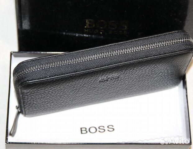 Мужской кожаный клатч кошелек H. Boss new black