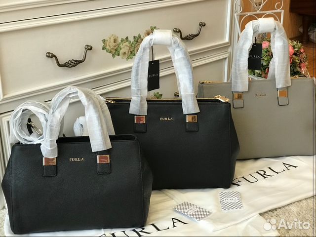 Furla Amelia сумка чёрная серая оригинал кожа