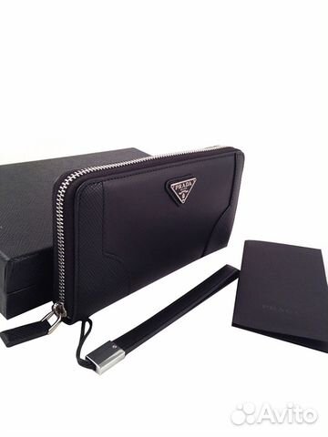 Кожаный клатч кошелек, унисекс Prada арт.1016-3 Кожаный клатч кошелек, унисекс Prada арт.1016-3
