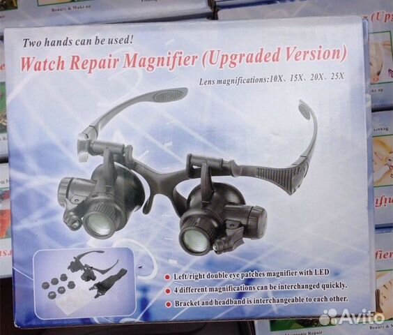 Лупа очки с подсветкой Watch Repair Magnifier