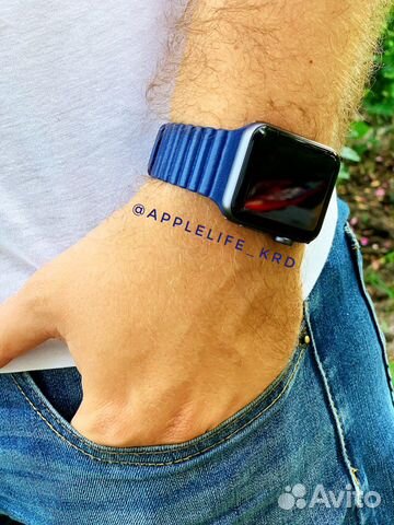 Ремешок кожаная петля Синий для Apple Watch 42-44m Ремешок кожаная петля Синий для Apple Watch 42-44m
