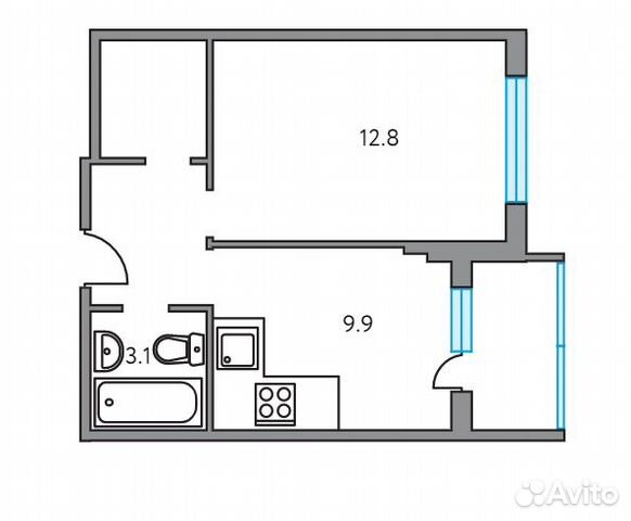 1-к квартира, 34.7 м², 3/6 эт.
