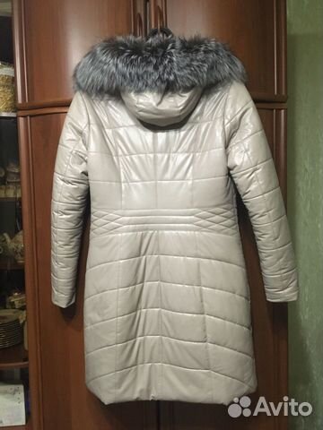 Пуховик кожаный зимний 50/52