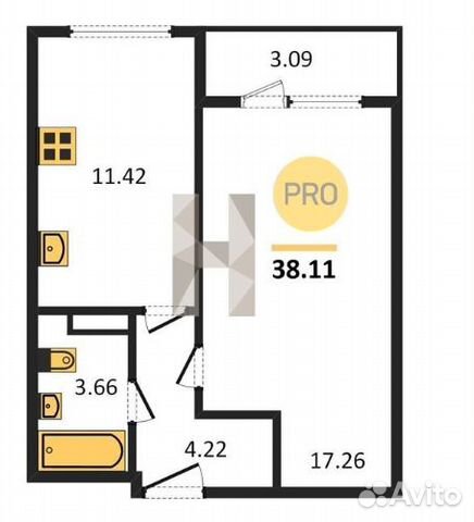 1-к квартира, 38 м², 14/24 эт. 1-к квартира, 38 м², 14/24 эт.