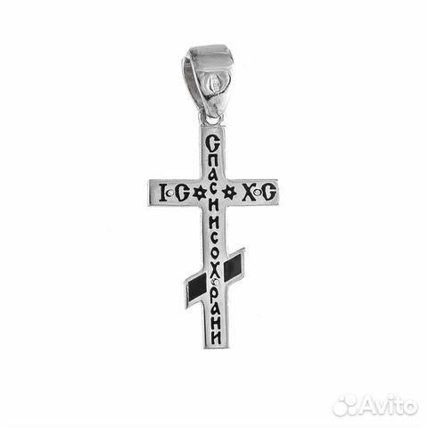 Серебряный женский крестик, покрытие эмаль черная Серебряный женский крестик, покрытие эмаль черная