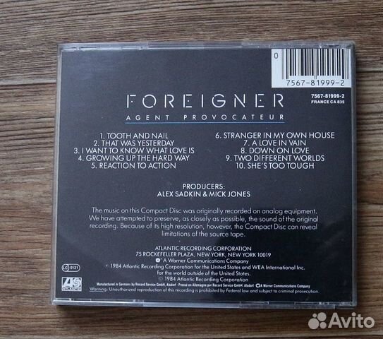 Фирменный CD Foreigner 1984 Agent Provocateur