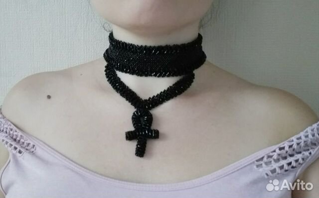 Чокер из бисера с анкхом