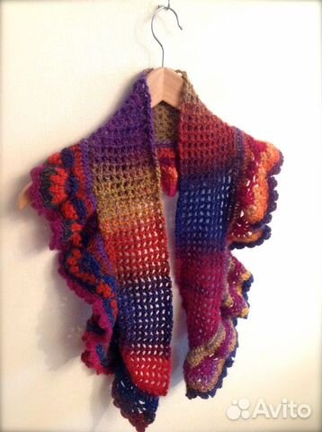 Шарф крючком Крылья. 100 шерсть. Hand Made