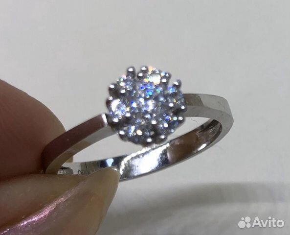 Золотое кольцо Малинка с цирконами 585 Италия