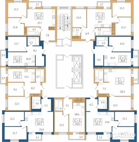 3-к квартира, 71.4 м², 6/18 эт.