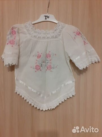 Туника летняя для девочки с вышивкой ручной работы Туника летняя для девочки с вышивкой ручной работы