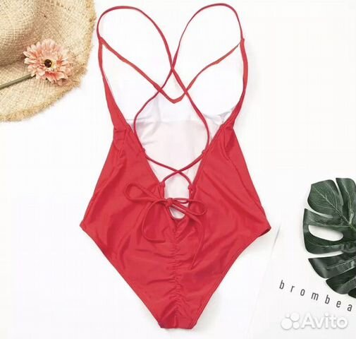 Новый слитный красный купальник