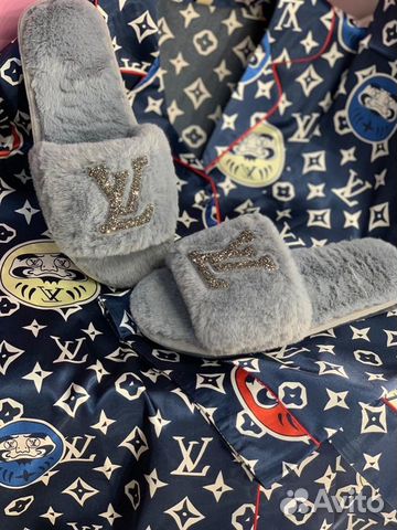 Новые меховые домашние тапочки Louis Vuitton