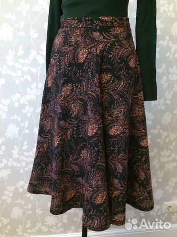 Юбка миди из тонкой шерсти, винтаж