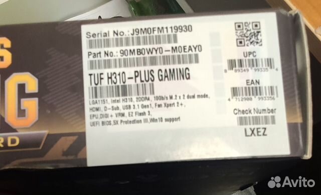 Материнская плата Asus h310-plus tuf gaming Материнская плата Asus h310-plus tuf gaming