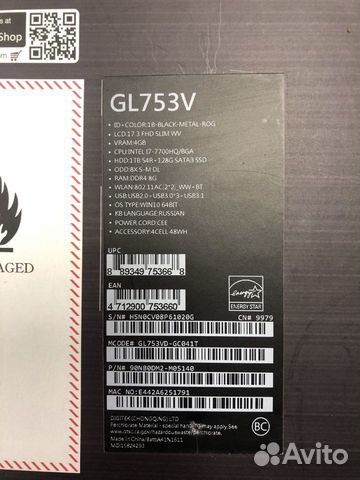 Игровой ноутбук Asus ROG Strix GL753VD-GC041T Игровой ноутбук Asus ROG Strix GL753VD-GC041T