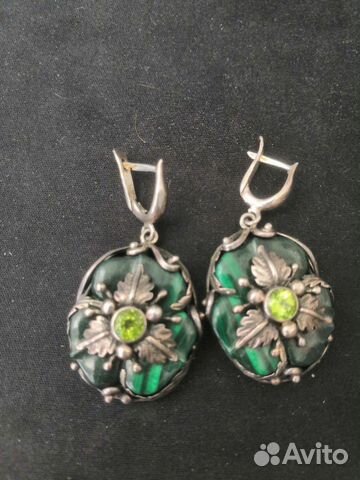 Серебряная серьги и кольцо ручной работы