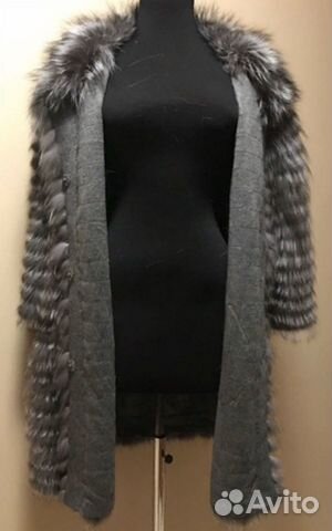 Пальто из чернобурки на трикотажной основе цена