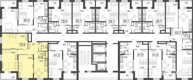 3-к квартира, 79.4 м², 12/25 эт.