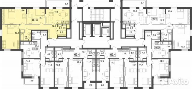 3-к квартира, 89.3 м², 9/25 эт. 3-к квартира, 89.3 м², 9/25 эт.