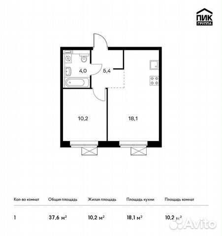 1-к квартира, 37.6 м², 8/25 эт. 1-к квартира, 37.6 м², 8/25 эт.