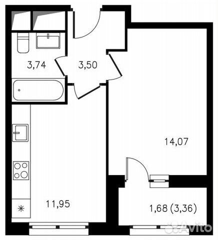 1-к квартира, 34.9 м², 15/21 эт.