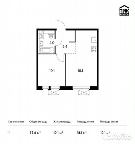1-к квартира, 37.6 м², 23/25 эт. 1-к квартира, 37.6 м², 23/25 эт.