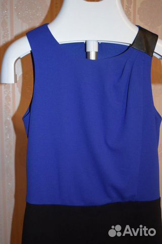 Платье синее с чёрной юбкой Promod 44 S