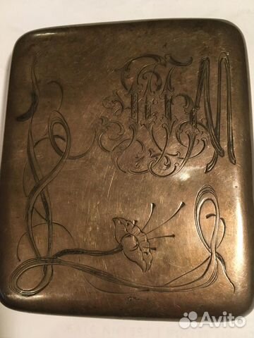 Портсигар старинный серебряный