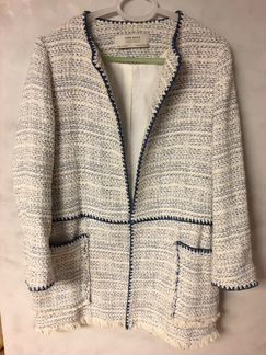 Твидовый удлиненный жакет, пальто Zara Размер S