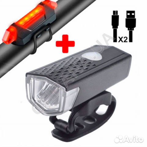 Влагостойкая велосипедная фара с задним стопом