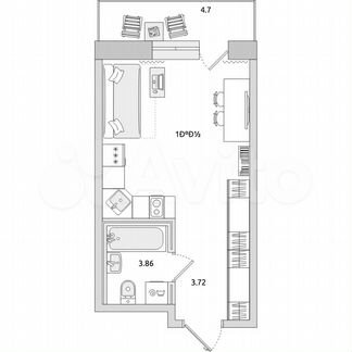 Квартира-студия, 31,3 м², 6/21 эт.