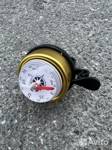 Звонок велосипедный с компасом золотой