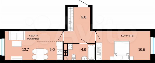 2-к. квартира, 48,6 м², 18/25 эт.
