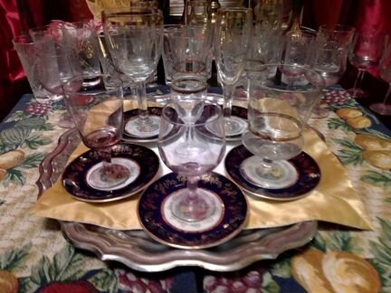 Стопка с позолотой, бокалы, рюмки, стаканы Винтаж