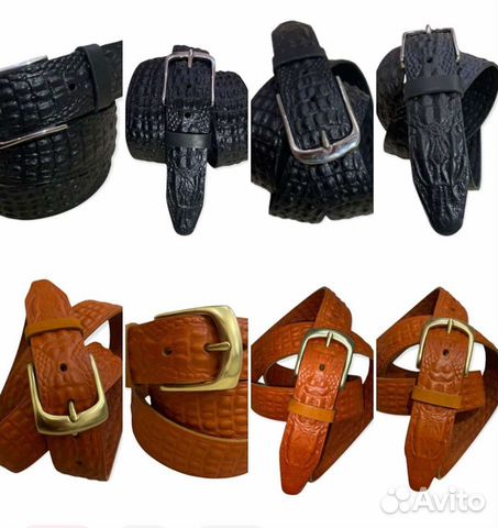 Ремень кожаный с тиснением Крокодил