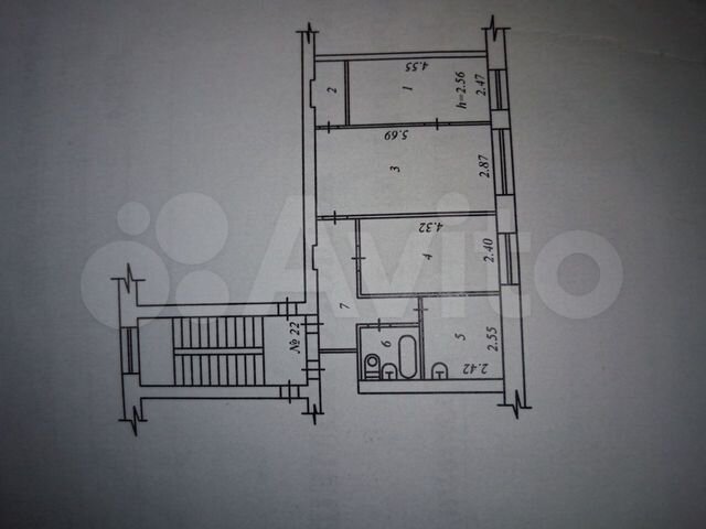 3-к. квартира, 56,3 м², 3/3 эт.