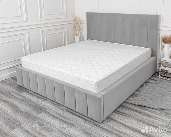Кровать 160х200 серый велюр Богема