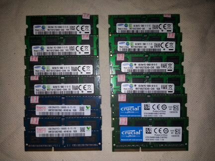 Озу для ноутбуков DDR3 4/8/16 Gb 1600/1333/1066MHz