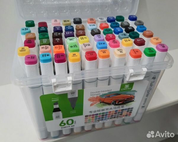 Маркеры для скетчинга 60 цветов в контейнере