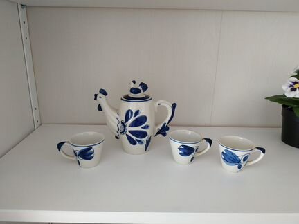 Сервиз кофейный Гжель винтаж СССР