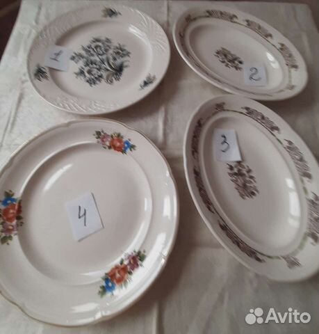 Большие(фарфор.) блыда,чашки Дулево,чайник.Тарелка